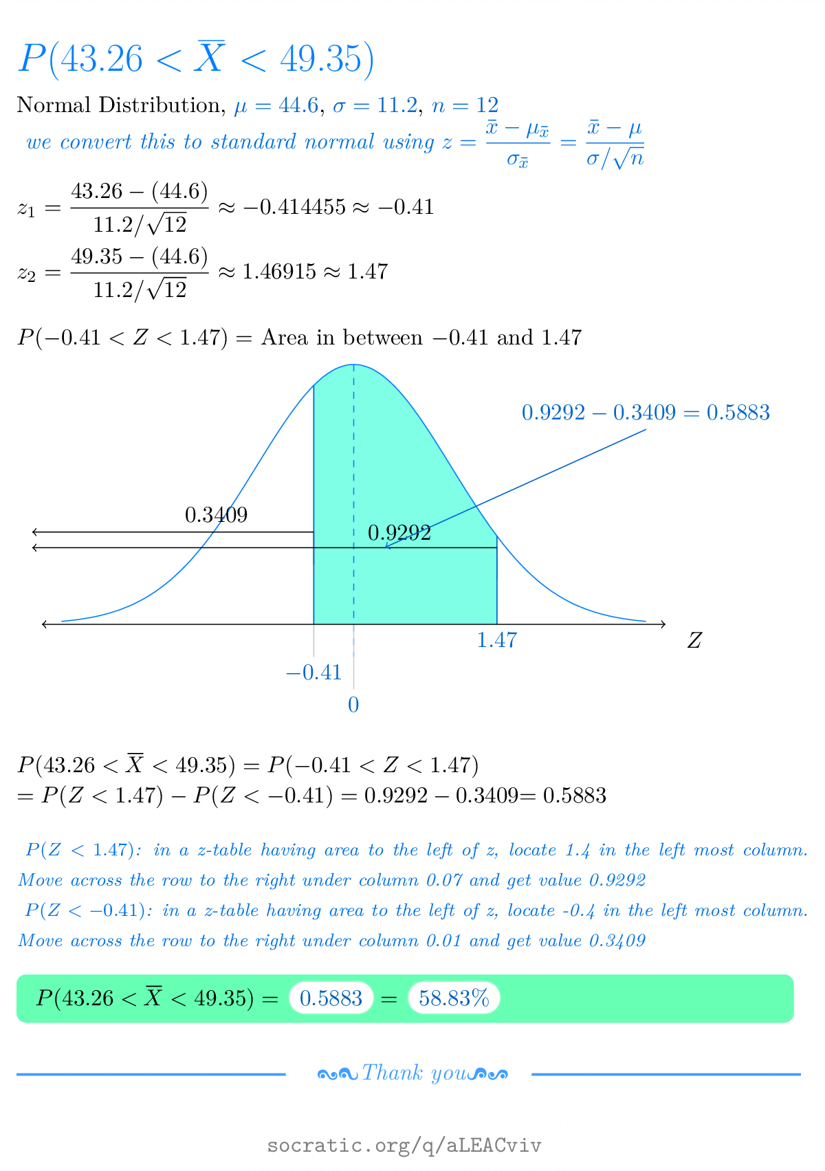 The Commuting Time For All Employees Of A Company Has A Normal Distribution With A Mean Of 44 6